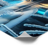 Winter Wonderland Aurora: Snowy Bridge-kunst Poster (Hoek)