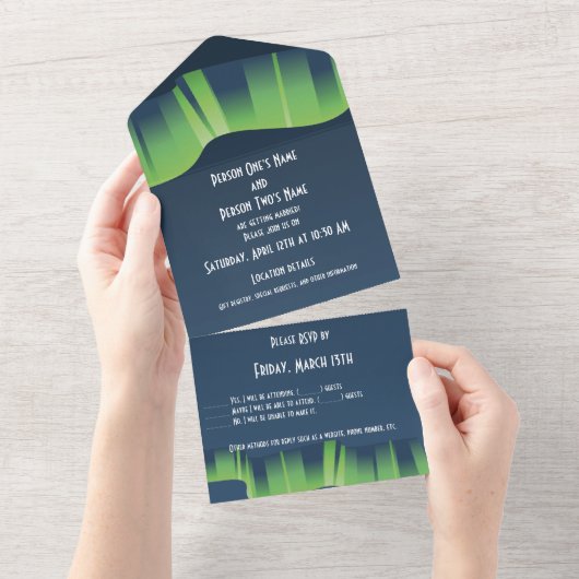 Winter Wonderland Auroras All In One Uitnodiging (Afscheurbaar)