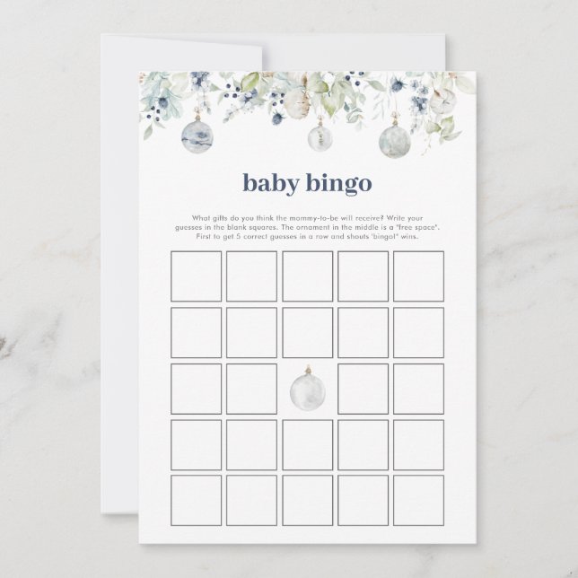 Winter Wonderland Baby Bingo Baby shower spel (Voorkant)