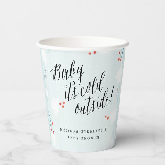 Winter Wonderland Baby Het is koude buitenkant Papieren Bekers (Achterkant)