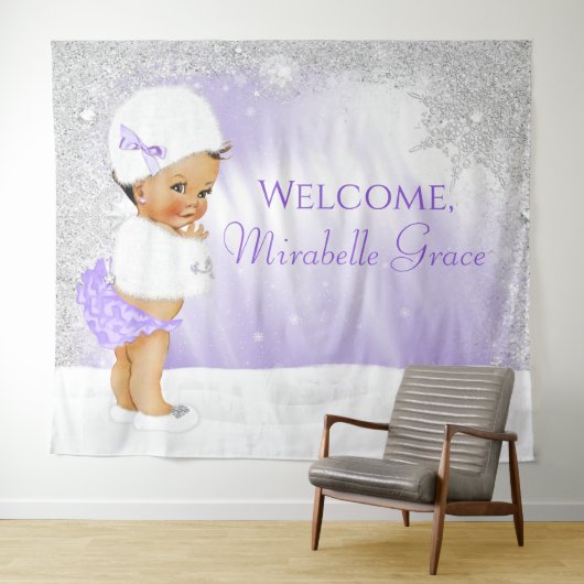 Winter Wonderland Baby Shower Achtergrond Etnisch  Wandkleed (In Situ (horizontaal))