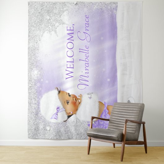 Winter Wonderland Baby Shower Achtergrond Etnisch  Wandkleed (In situ)