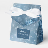 Winter Wonderland Baby shower Blauw Bedankdoosjes (Voorkant Zijde)
