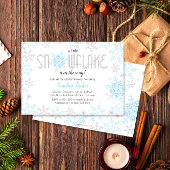 Winter Wonderland Baby shower Blauw Zilver Glitter Kaart