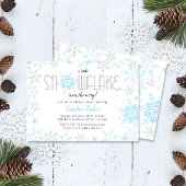 Winter Wonderland Baby shower Blauw Zilver Glitter Kaart