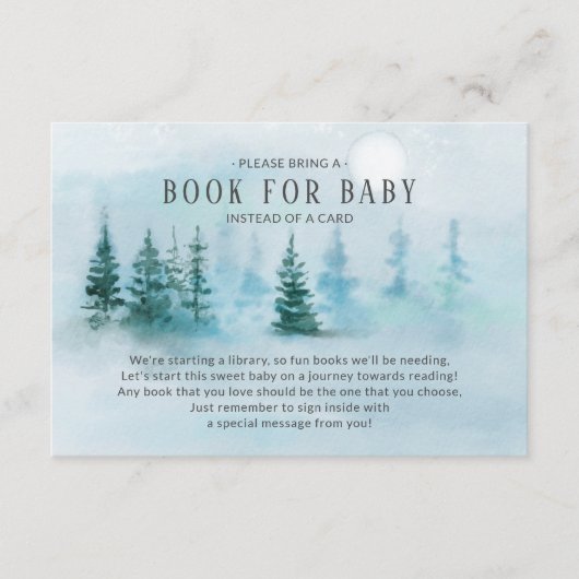 Winter Wonderland Baby shower Book for Baby Card Informatiekaartje (Voorkant)
