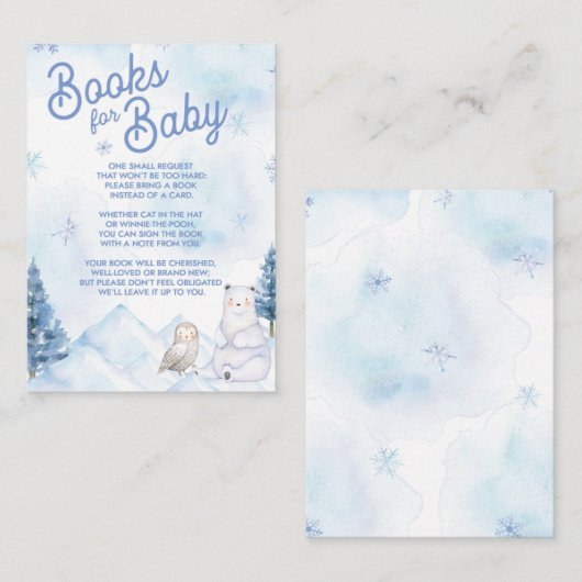 Winter Wonderland Baby shower Books for Baby Informatiekaartje (Voorkant / Achterkant)
