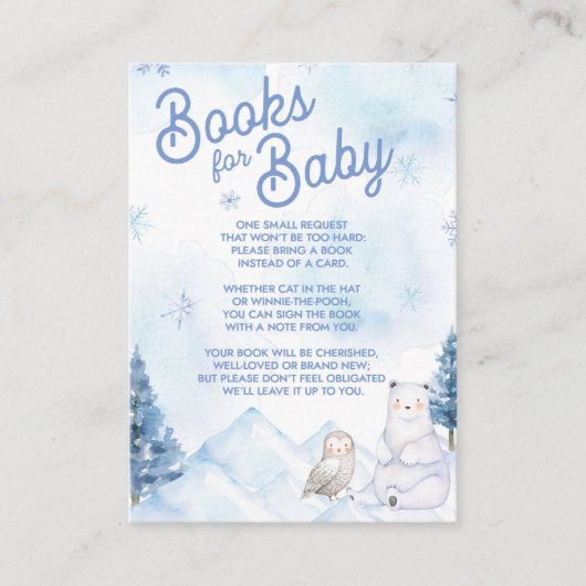 Winter Wonderland Baby shower Books for Baby Informatiekaartje (Voorkant)