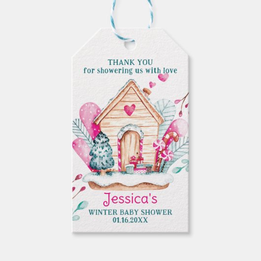 Winter Wonderland Baby Shower Cadeaulabel (Voorkant)