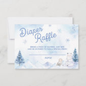 Winter Wonderland Baby shower Diaper Raffle RSVP Kaartje (Voorkant)