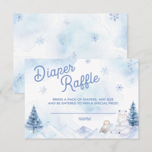 Winter Wonderland Baby shower Diaper Raffle RSVP Kaartje (Voorkant / Achterkant)