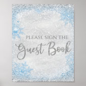 Winter Wonderland Baby Shower Guest Book Sign Poster (Voorkant)