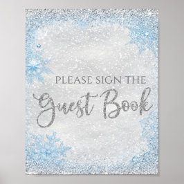 Winter Wonderland Baby Shower Guest Book Sign Poster