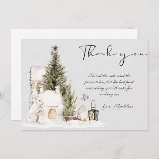Winter Wonderland Baby shower Hartelijk dank Kaart (Voorkant / Achterkant)