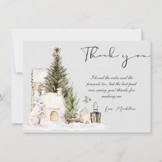 Winter Wonderland Baby shower Hartelijk dank Kaart (Voorkant)