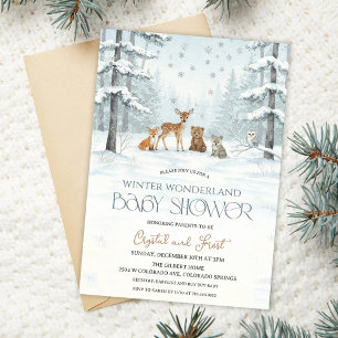 Winter Wonderland Baby Shower Houtdieren Baby Kaart