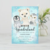 Winter Wonderland Baby shower Invitation Boy Kaart (Staand voorkant)