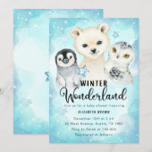 Winter Wonderland Baby shower Invitation Boy Kaart (Voorkant / Achterkant)