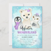 Winter Wonderland Baby shower Invitation Girl Kaart (Voorkant)