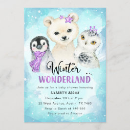 Winter Wonderland Baby shower Invitation Girl Kaart