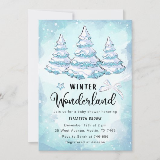 Winter Wonderland Baby shower Invitation Kaart (Voorkant)