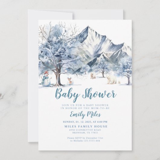 Winter Wonderland Baby shower Invitation Kaart (Voorkant)