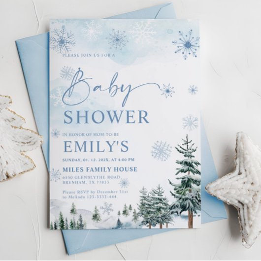 Winter Wonderland Baby shower Invitation Kaart