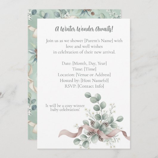 Winter Wonderland Baby Shower Invitation Kaart (Voorkant / Achterkant)