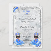 Winter Wonderland Baby shower Invitation Twins Boy Kaart (Voorkant)