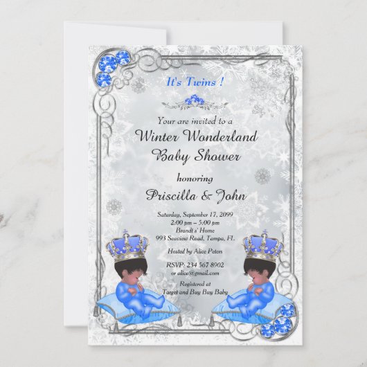 Winter Wonderland Baby shower Invitation Twins Boy Kaart (Voorkant)