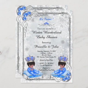 Winter Wonderland Baby shower Invitation Twins Boy Kaart