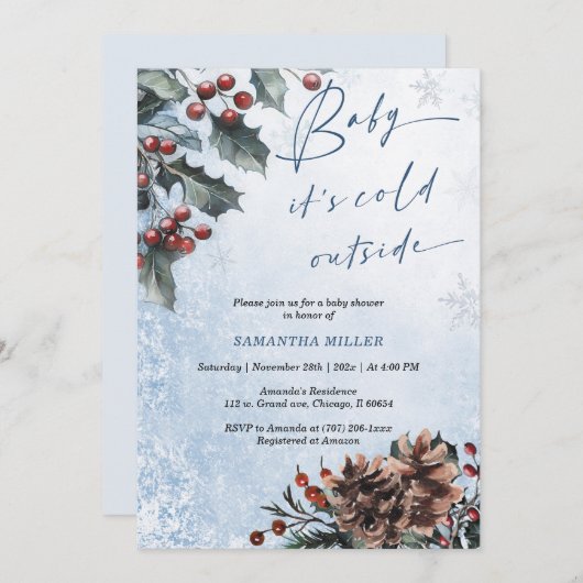 Winter Wonderland Baby shower Kaart (Voorkant / Achterkant)