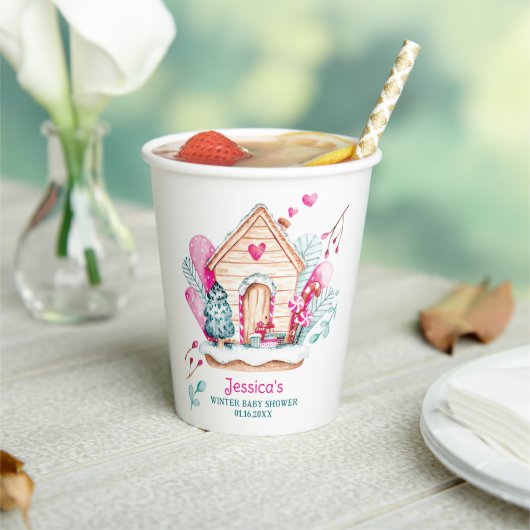 Winter Wonderland Baby Shower Papieren Bekers (Insitu)