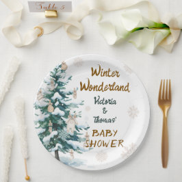 Winter Wonderland Baby Shower Papieren Bordje