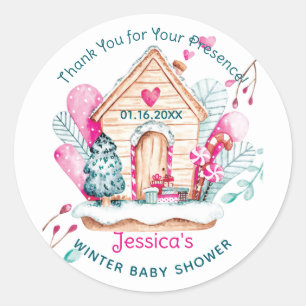 Winter Wonderland Baby Shower Ronde Sticker