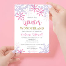 Winter Wonderland Baby Shower Roze Meisje Sneeuwvl