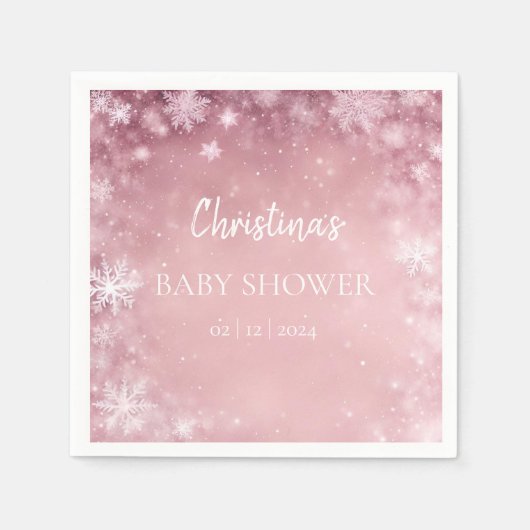 Winter Wonderland Baby shower Roze Servet (Voorkant)