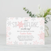 Winter Wonderland Baby shower Roze Zilveren Glitte Kaart (Staand voorkant)