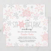 Winter Wonderland Baby shower Roze Zilveren Glitte Kaart (Voorkant / Achterkant)
