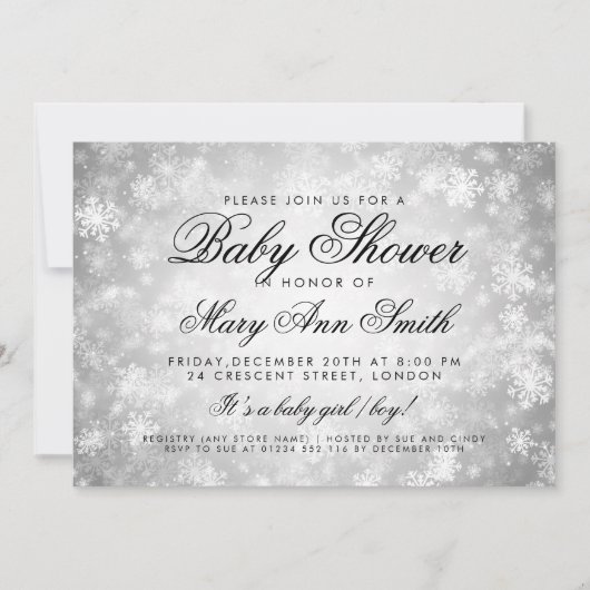 Winter Wonderland Baby shower Silver Kaart (Voorkant)