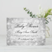Winter Wonderland Baby shower Silver Kaart (Staand voorkant)
