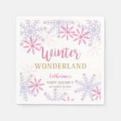 Winter Wonderland Baby shower Sneeuwvlokken Roze Servet (Voorkant)
