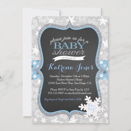 Winter Wonderland baby shower-uitnodiging Snowflak Kaart (Voorkant)