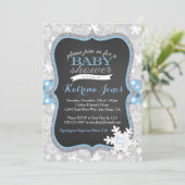 Winter Wonderland baby shower-uitnodiging Snowflak Kaart (Staand voorkant)