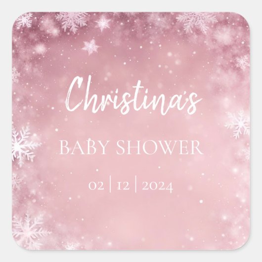 Winter Wonderland Baby shower Vierkante Sticker (Voorkant)