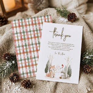 Winter Wonderland Baby Shower Vlakke Dankjewel Bedankkaart