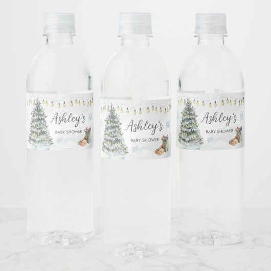 Winter Wonderland Baby shower Waterfles Etiket (Flessen)