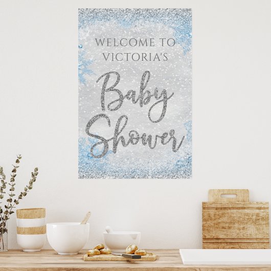 Winter Wonderland Baby shower Welkomstteken Poster (Keuken)