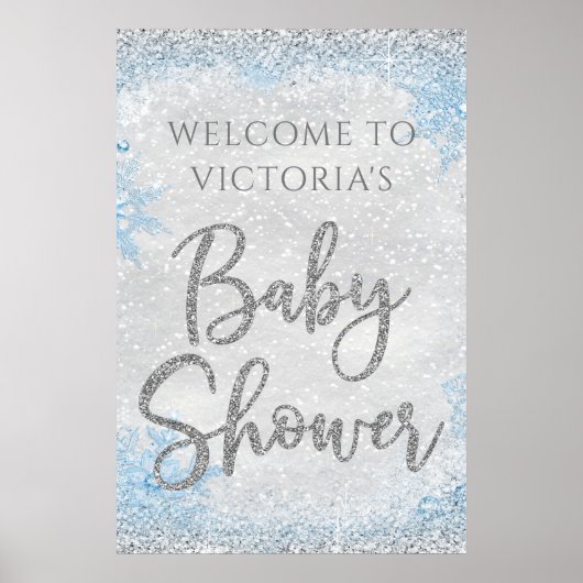Winter Wonderland Baby shower Welkomstteken Poster (Voorkant)
