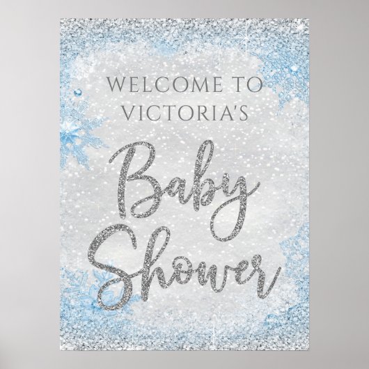 Winter Wonderland Baby shower Welkomstteken Poster (Voorkant)
